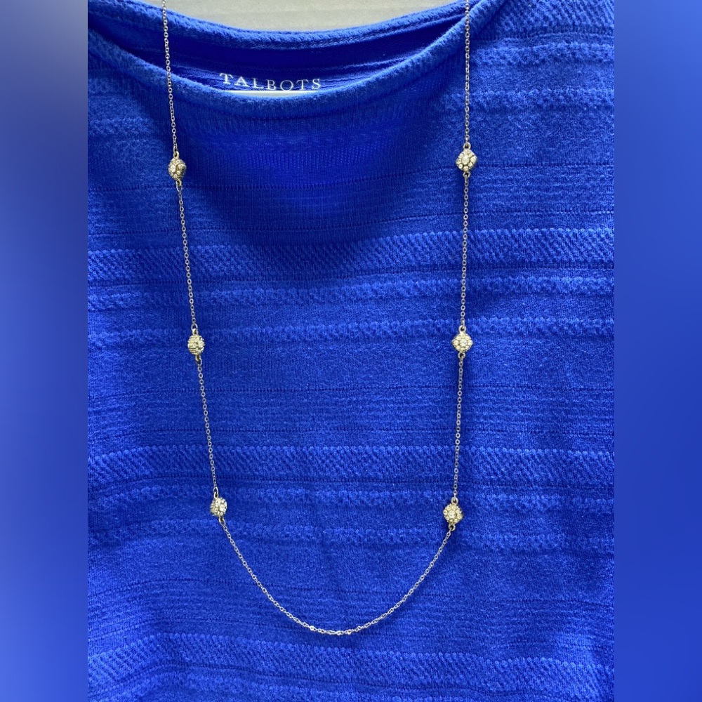 Loft silver tone necklace with rhinestones 16”drop EUC